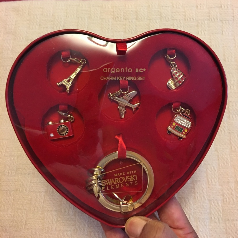 Swarovski Crystal enhanced charm key ring set
